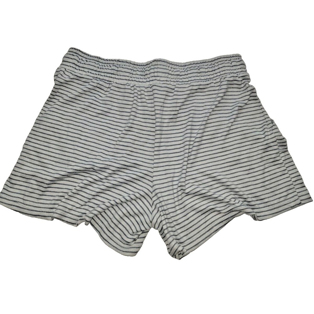 Unbranded Grey White Striped Lounge Pajama Shorts Elastic Waist Large RN 91523